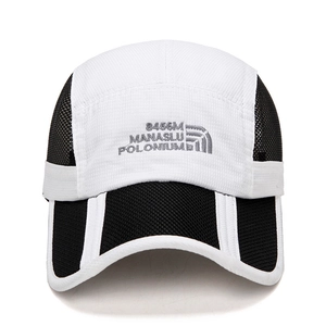 Foldable mesh baseball cap in black and white with premium Manaslu Polonium embroidery