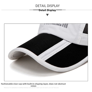 Detail of a mesh foldable baseball cap showing the breathable brim and contrast stitching