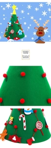 Detailed view of DIY felt Christmas tree with colorful hanging ornaments for kids