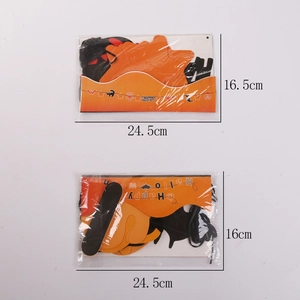 Detailed size specifications for Halloween paper banners with orange and black holiday elements