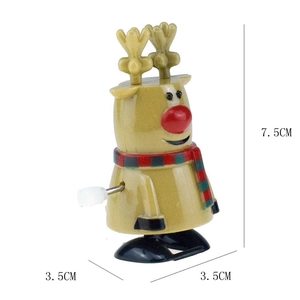 Detail view of cartoon reindeer clockwork toy showing dimensions of 7.5cm by 3.5cm
