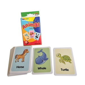 Set of 36 pieces animal flash cards for early learning with colorful carton box and cards