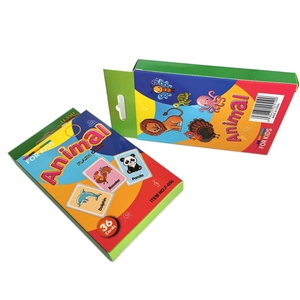 Detail of 36-piece animal flash card set for kids in professional packaging F-054
