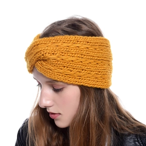 Women Knit Headband Winter Ear Warmer Thick Acrylic Yarn Cross Twist Knot Plain Crochet Hair Band Autumn Outdoor Accessory