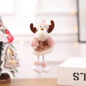 Rosa Plüsch-Rentier-Weihnachtsanhänger mit langen Beinen für den Weihnachtsbaum