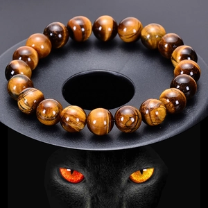 Natural Tiger Eye Stone Beaded Bracelet Fashion Round Gemstone Handmade Jewelry Unisex Stretch