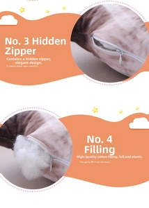Detail view of the invisible zipper and premium PP cotton filling in dog plush pillow