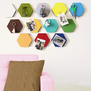 Colorful hexagonal felt wall tiles and self-adhesive memo boards for home wall decoration