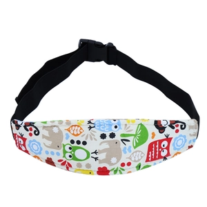 Toddler head support strap with owl print for strollers and car seats for safe sleeping