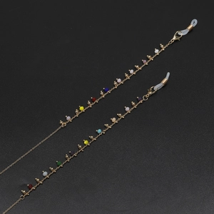 Catenella per occhiali fatta a mano con perle colorate e anelli in silicone antiscivolo