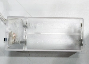 Transparent AA battery box with toggle switch and power cord for light-up Christmas socks