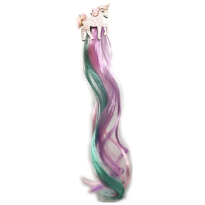 Kids unicorn hair clip with colorful macaron gradient wavy hair extensions for girls
