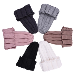 Set of six colorful ribbed knit beanies for toddlers in classic solid winter shades