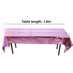Pink metallic foil tablecloth for party decor, size 180x60cm with reflective finish