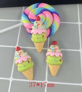 Detail of 37x17mm ice cream resin charms for DIY phone cases and craft accessories