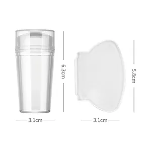 Clear silicone nail stamper and scraper set for professional nail art stamping
