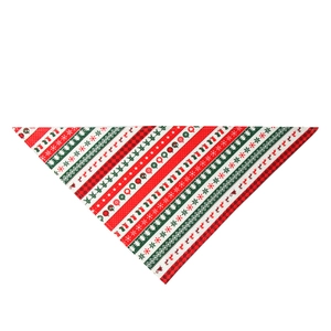 Detailed pattern of Christmas pet bandana with snowflakes, reindeer and candy canes