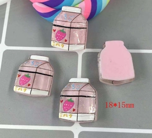 Detail of pink resin strawberry milk carton DIY accessory with 18x15mm size labels