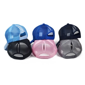 Adjustable mesh ponytail baseball caps for women in six colors with breathable design