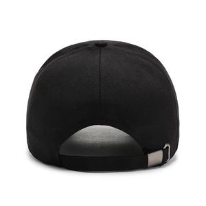 Berretto da baseball nero regolabile in cotone con tesa lunga e fibbia in metallo, vista retro