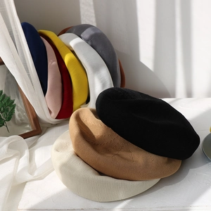 Sweet candy-colored knitted beret hats for women in eight versatile stylish colors