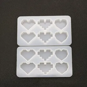 Heart Silicone Mold Pixel Geometric Style For Resin Casting DIY Pendant Making Creative Mirror Surface Crafting Tool