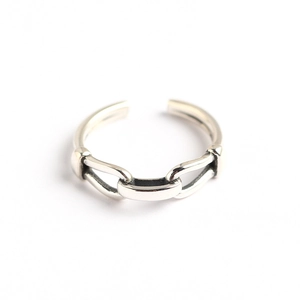 Minimalist 925 sterling silver chain link open ring with adjustable band for women