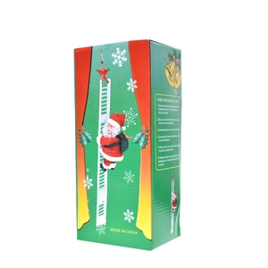 Operating instructions on Christmas Santa climbing ladder toy packaging with battery details