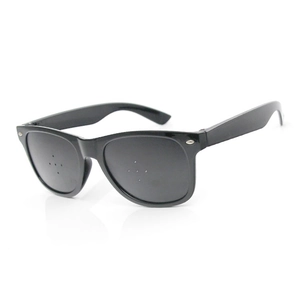All-black pinhole glasses for vision training with plastic frame and multi-hole lenses