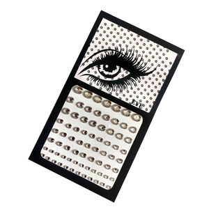 Detail of self-adhesive acrylic rhinestones for eye and face makeup in multiple sizes