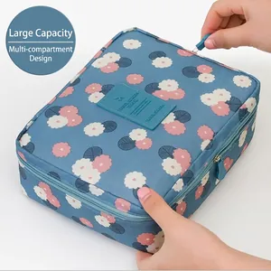 Travel Makeup Bag Oxford Cloth Large Capacity Waterproof Toiletry Organizer Multi Layer Handheld Case Patterned