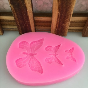 Pink butterfly silicone mold with three sizes for DIY fondant cake decoration and baking