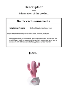 Detailed view of a pink resin Nordic cactus with white pot and creative handmade finish