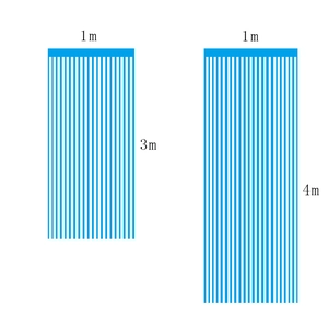 Blue foil fringe curtain for party decoration in two sizes 1x3m and 1x4m height