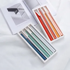 Elegant unscented long tapered candle sets in warm and cool tones, pack of eight