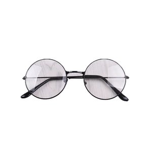 Lunettes de Père Noël rondes en métal noir classique avec verres transparents style vintage