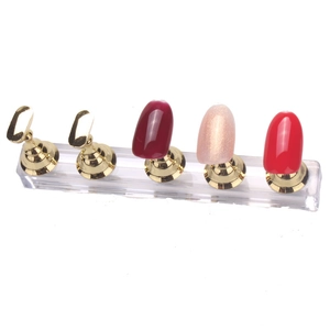 Japanese style magnetic nail art display stand with acrylic base and five gold chess holders