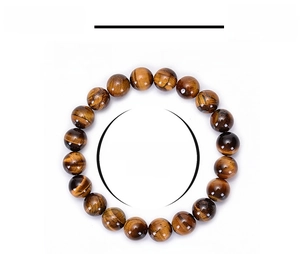 Detail of 10mm natural tiger eye stone beads showing texture and 31g weight