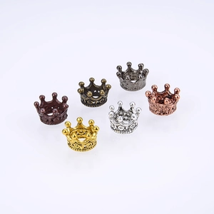 DIY crown alloy beads in six metallic finishes for handmade jewelry making