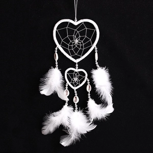 Hart Dromenvanger Veer Schelp Windspel Wandhangende Decoratie Handgemaakte Kamerdecoratie Boho Stijl Ambacht Cadeau
