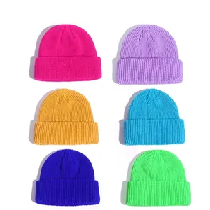 Colorful winter ribbed knit beanie hats in vibrant assorted colors for warm daily wear
