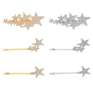 Star Hair Clips Alloy Rhinestone Pentagram Bobby Pins Elegant Sparkling Headwear For Women Sweet Styling Accessory