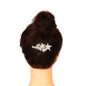 Elegant gold alloy hair clip featuring multi-size star designs with sparkling rhinestones