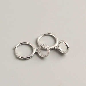 Minimalist s925 silver hoop earrings with sparkling zircon circle charms for women