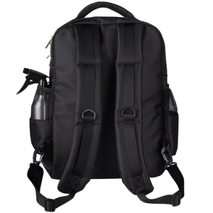 Portable barber tool backpack with padded straps and side pockets for hair styling equipment