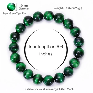 Natural 10mm green tiger eye stone beaded bracelet showing unique chatoyancy effect