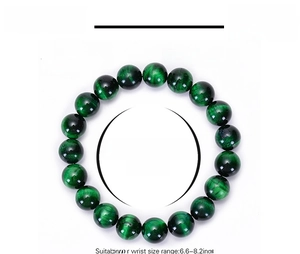 Detail specifications of 10mm green tiger eye bracelet with 6.6-inch inner circumference
