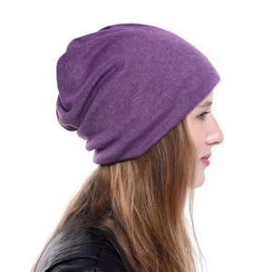 Berretto da donna in maglia viola stile slouchy, cappello casual per sport e tempo libero
