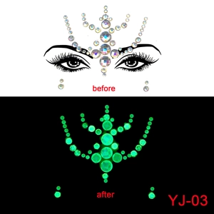 Glow-in-the-dark face jewel stickers for Halloween EDM festival with luminous effect