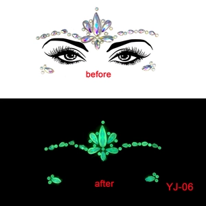 Luminous face jewels YJ-06 showing day and night glowing effect for Halloween